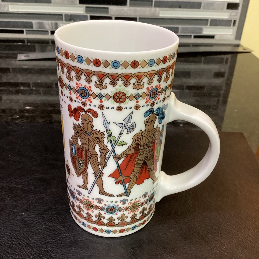 Vtg 70s Elisabeth Liegl Beer Stein Gold Knights in Armour Porcelain KOLN Mug HTF